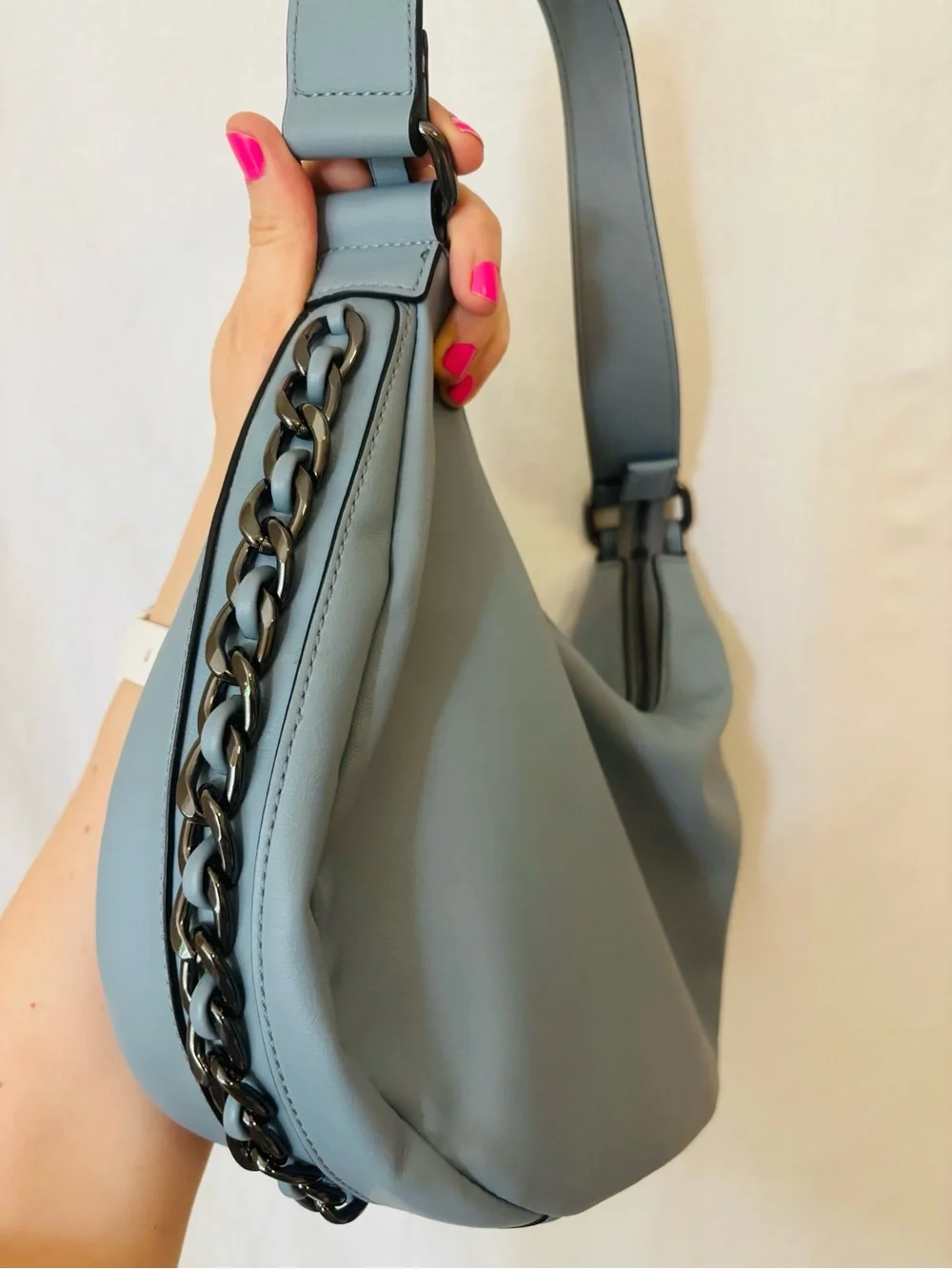 Cool Blue Crescent Moon Hobo Shoulder Bag